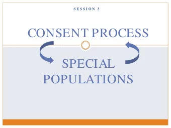 CONSENT PROCESS  SPECIAL  POPULATIONS  CONSENT  Com m on Rule  ANPRM  Current provisions of the