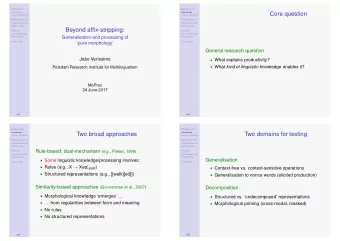 Core question  Romance conjugations  Romance conjugations  Generalisation  Generalisation  Elicited