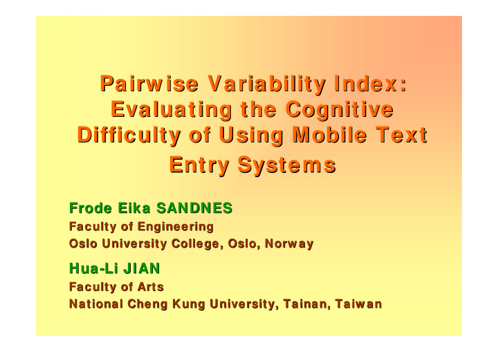 pairw ise variability index variability index pairw ise