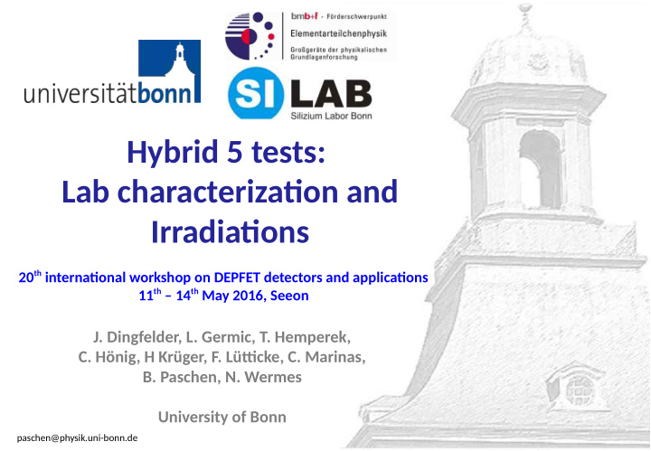 hybrid 5 tests lab characterizatjon and irradiatjons