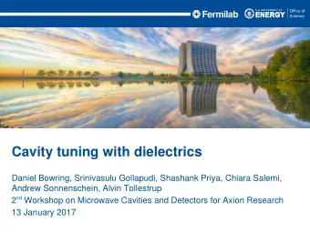 Cavity tuning with dielectrics  Daniel Bowring, Srinivasulu Gollapudi, Shashank Priya, Chiara