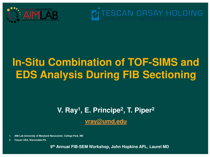 in situ combination of tof sims and