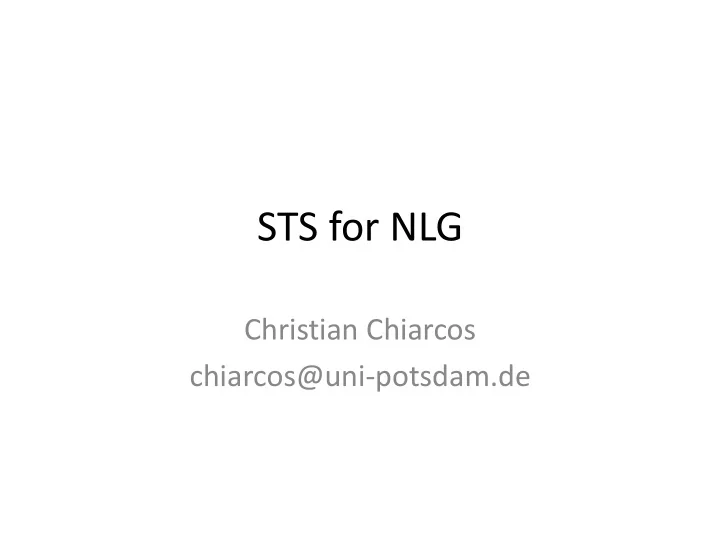 sts for nlg
