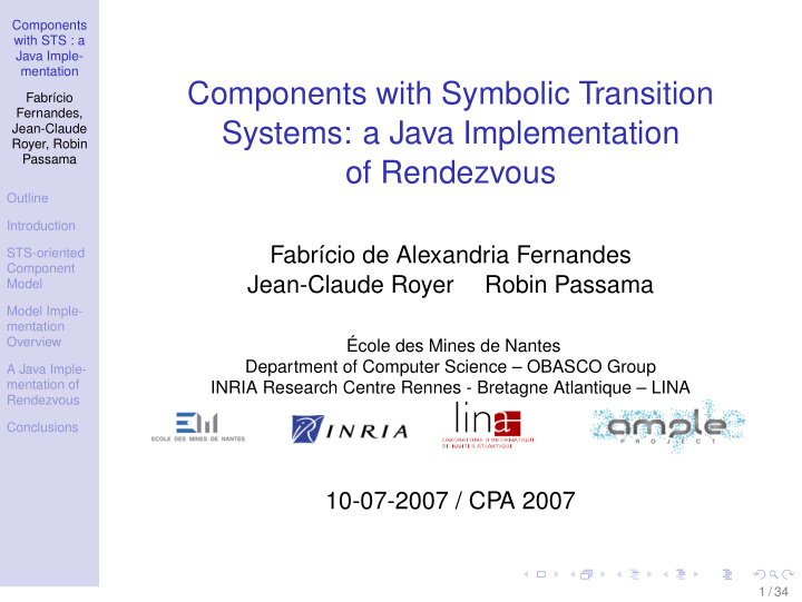components with symbolic transition