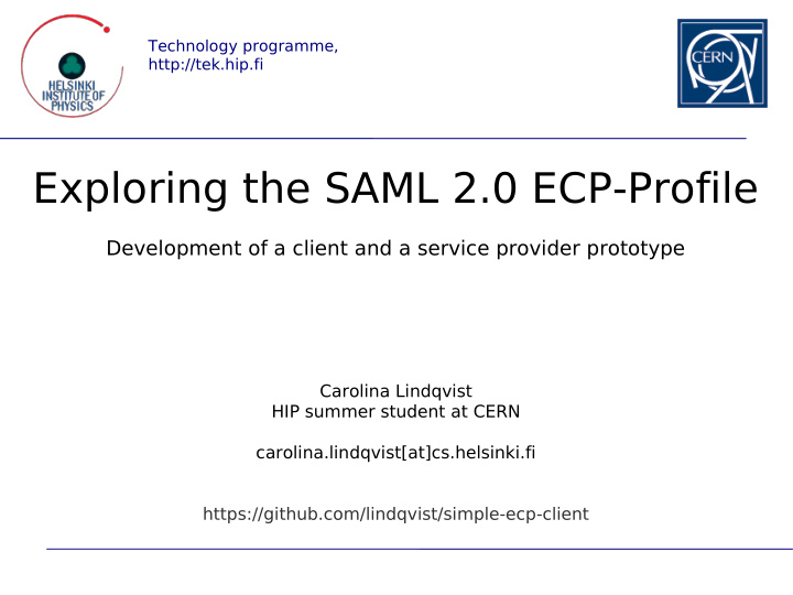 exploring the saml 2 0 ecp profile