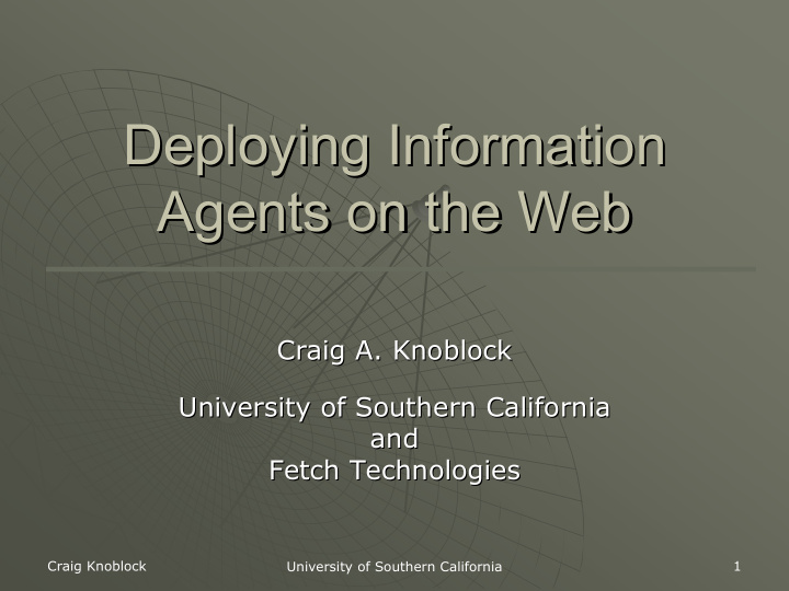 deploying information deploying information agents on the