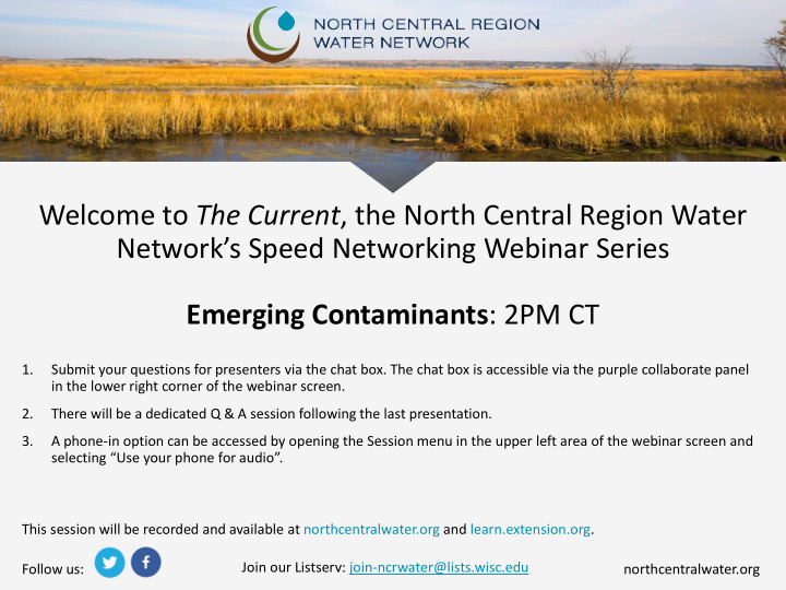 welcome to the current the north central region water