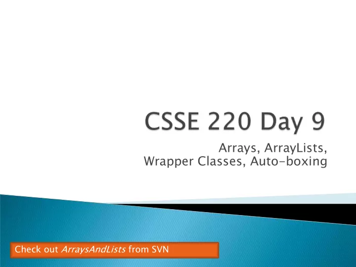 arrays arraylists wrapper classes auto boxing