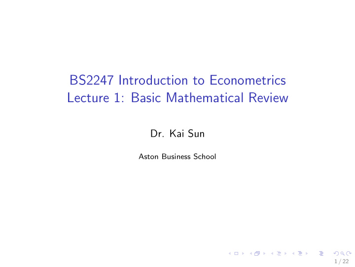 bs2247 introduction to econometrics lecture 1 basic