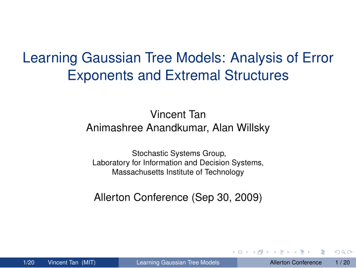 learning gaussian tree models analysis of error exponents
