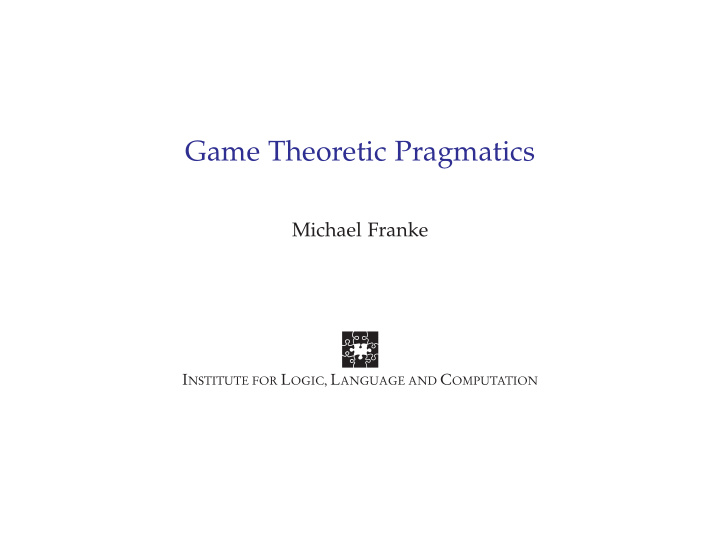 game theoretic pragmatics