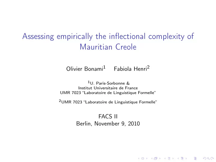 assessing empirically the inflectional complexity of