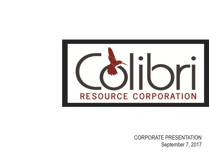 corporate presentation september 7 2017 forward looking
