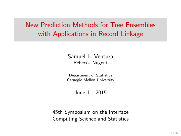 new prediction methods for tree ensembles with