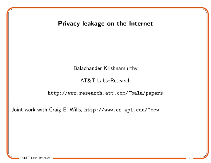 privacy leakage on the internet