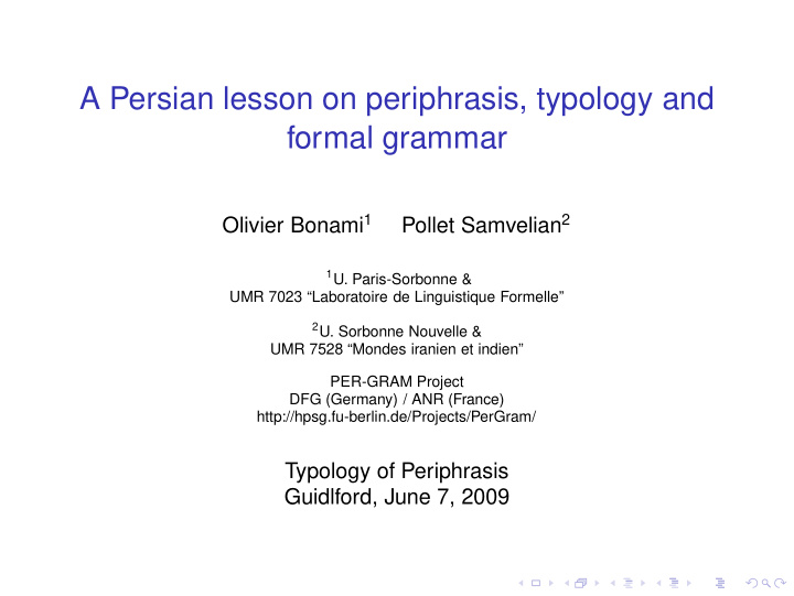 a persian lesson on periphrasis typology and formal