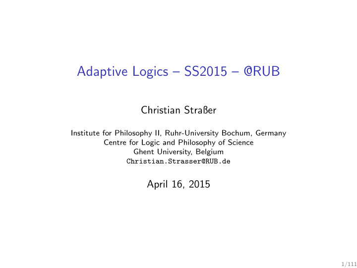 adaptive logics ss2015 rub