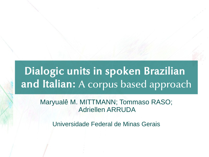 dialogic units in spoken brazilian