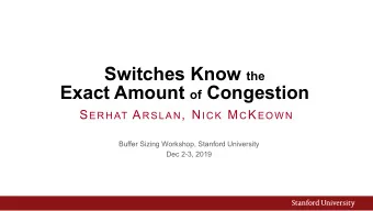 Exact Amount of Congestion S ERHAT A RSLAN , N ICK M C K EOWN  Buffer Sizing Workshop, Stanford