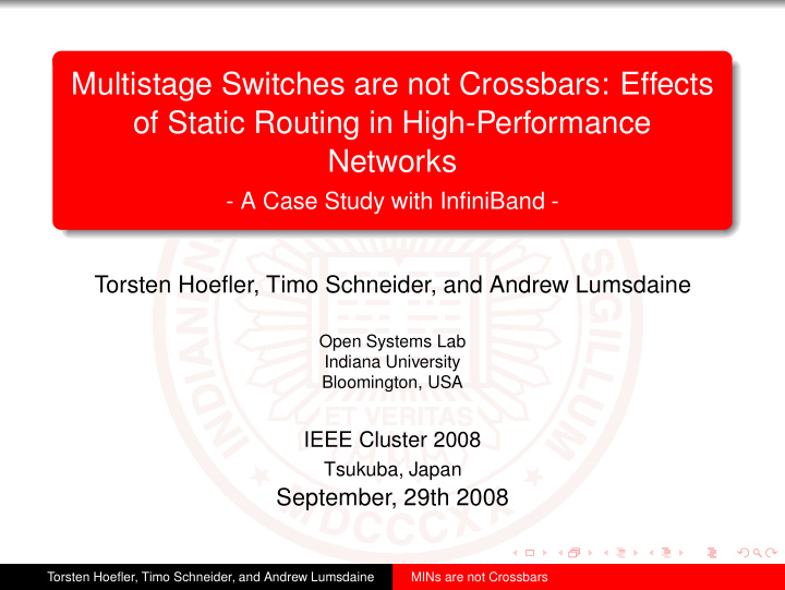 multistage switches are not crossbars effects of static