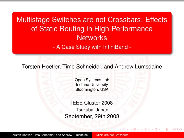 multistage switches are not crossbars effects of static