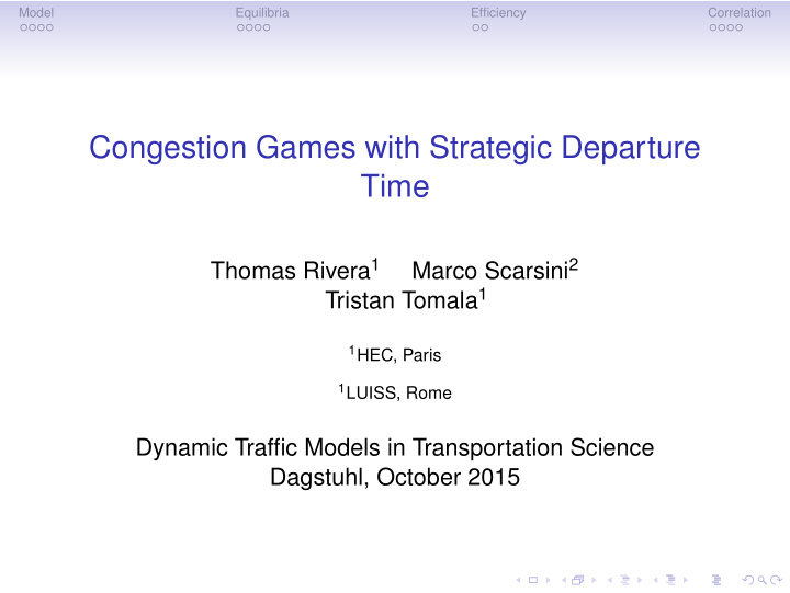 congestion games with strategic departure time