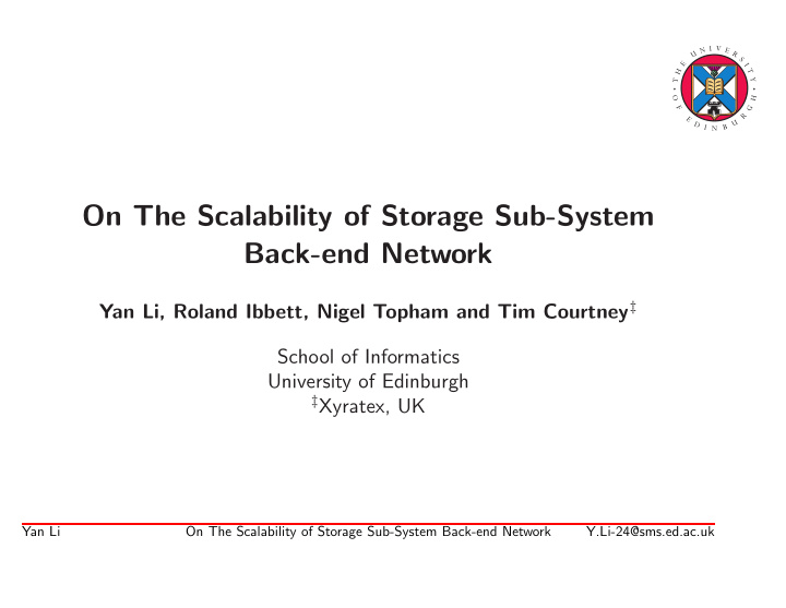 on the scalability of storage sub system back end network