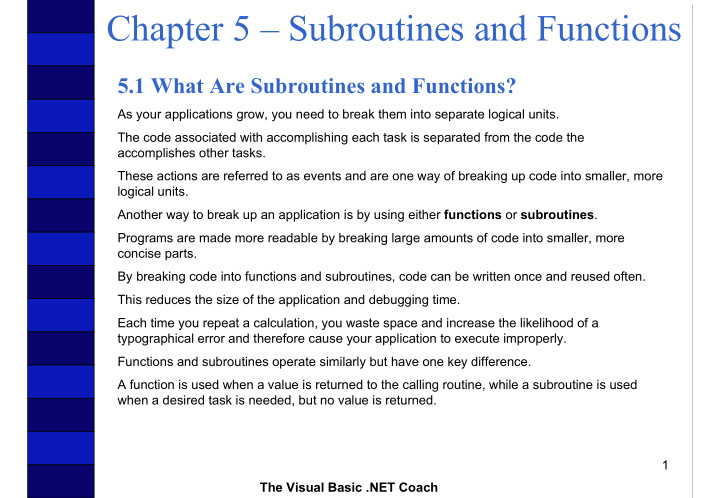 chapter 5 subroutines and functions