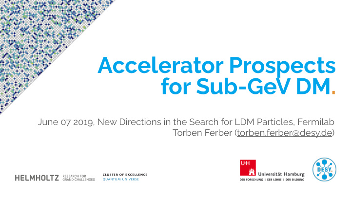 accelerator prospects for sub gev dm