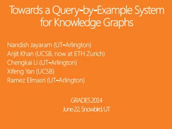 Knowledge Graphs  Large  ge and complex  plex graphs capturing millions of entities and