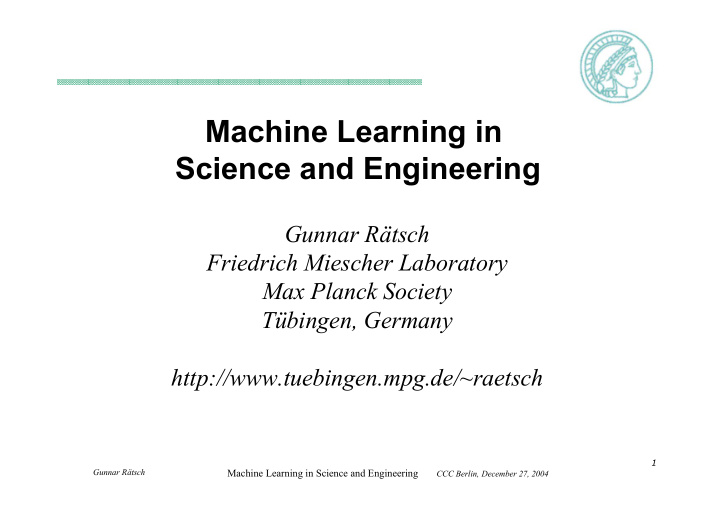machine learning in science and engineering