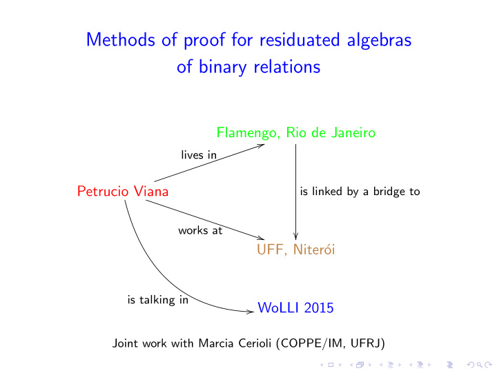 methods of proof for residuated algebras of binary