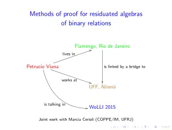 Methods of proof for residuated algebras  of binary relations  Flamengo, Rio de Janeiro  lives in