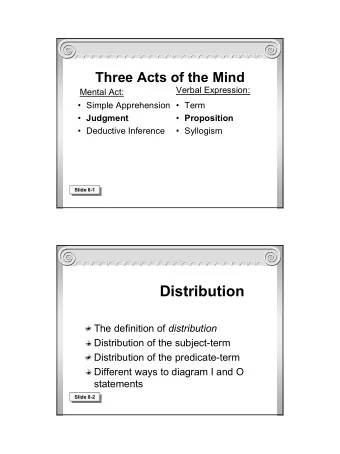 Distribution The definition of distribution  Distribution of the subject-term  Distribution of the