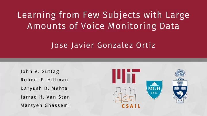 learning from few subjects with large amounts of voice