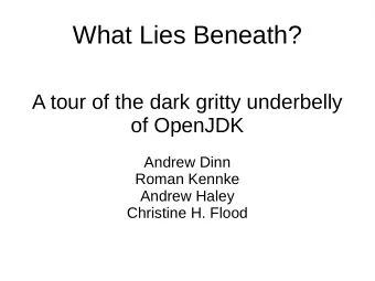 What Lies Beneath?  A tour of the dark gritty underbelly  of OpenJDK  Andrew Dinn  Roman Kennke