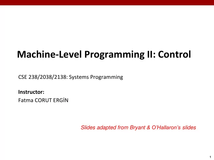 machine level programming ii control