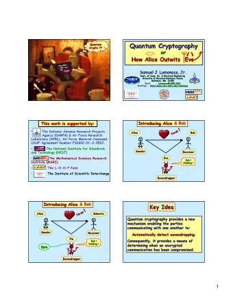 Quantum Cryptography  Quantum Cryptography  Quantum  Quantum  Crypto ??  Crypto ??  or  or  How