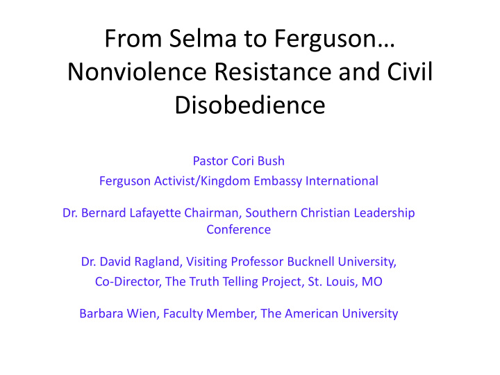 from selma to ferguson nonviolence resistance and civil