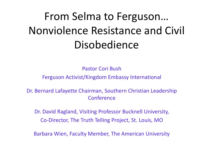 from selma to ferguson nonviolence resistance and civil