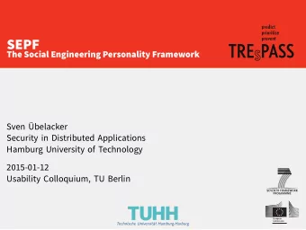 SEPF  The Social Engineering Personality Framework  .  Sven belacker  Security in Distributed