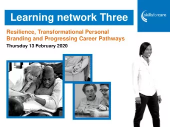 Learning network Three  Resilience, Transformational Personal  Branding and Progressing Career
