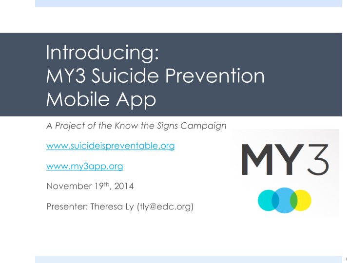introducing my3 suicide prevention mobile app