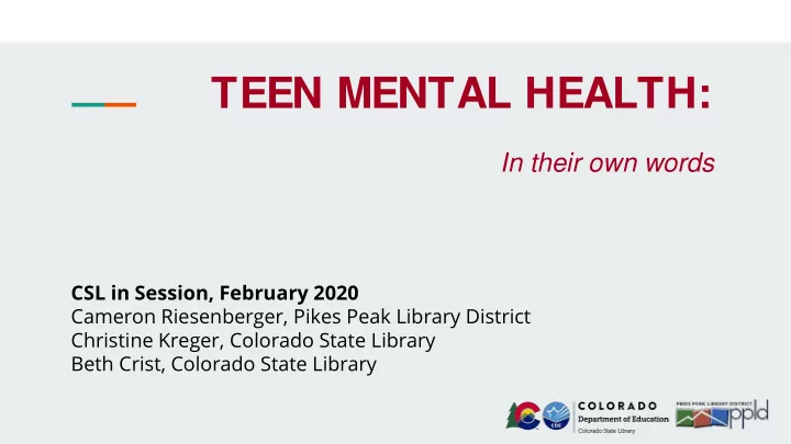 teen mental health