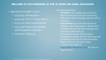 5:30-5:45: Introduction  Please reach out to Jill if you are having  difficulties with