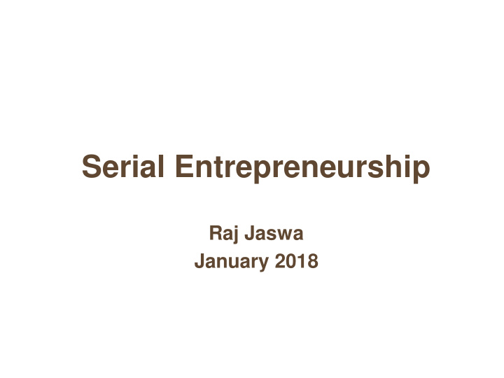 serial entrepreneurship
