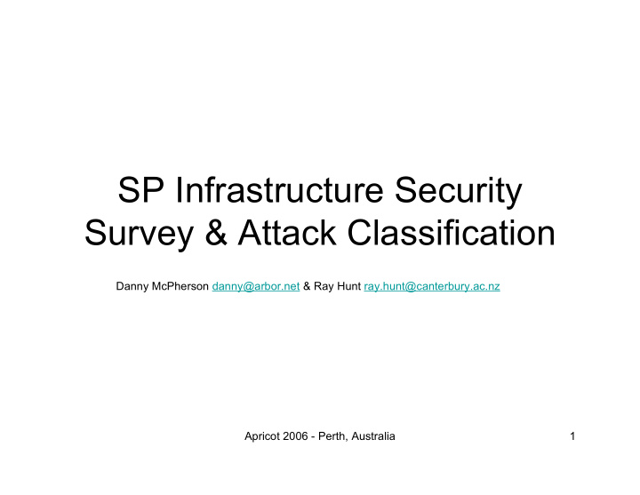 sp infrastructure security survey attack classification