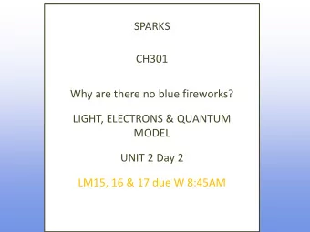 LIGHT, ELECTRONS &amp; QUANTUM  MODEL  UNIT 2 Day 2  LM15, 16 &amp; 17 due W 8:45AM  QUIZ:  CLICKER