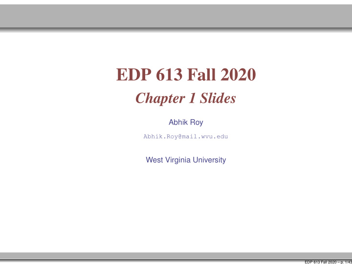 edp 613 fall 2020