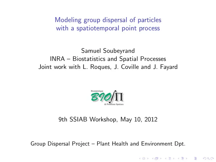 modeling group dispersal of particles with a
